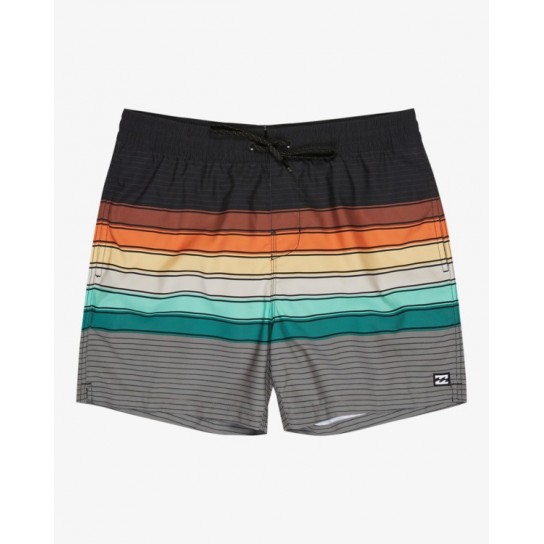 Calção Praia All Day Stripes - Preto/Riscas