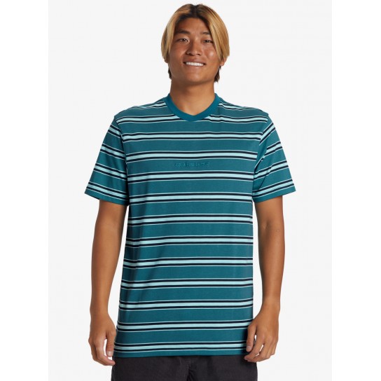 T-shirt Quiksilver Notice Mix Stripes - Verde